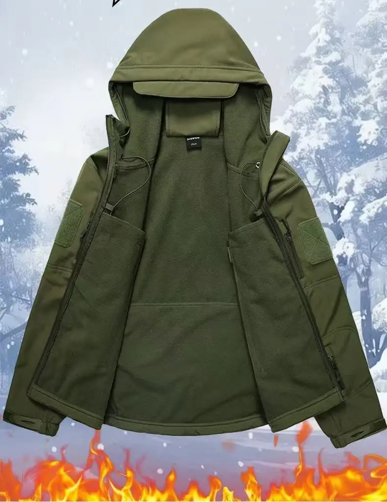 Chándal militar táctico de lana para hombre, chaqueta cargo senderismo - imagen 4