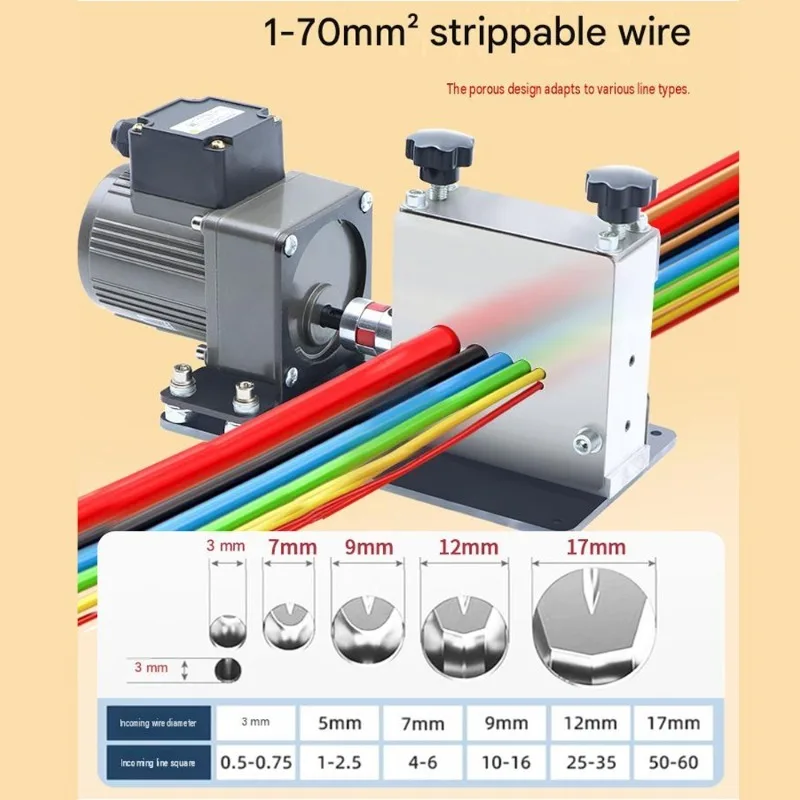 Manual/Electric Model 25W/40W/60W Wire Stripping Machine 1-70m㎡ Waste Copper Cable Peeler Automatic 6 Hole with 5/6 Blades