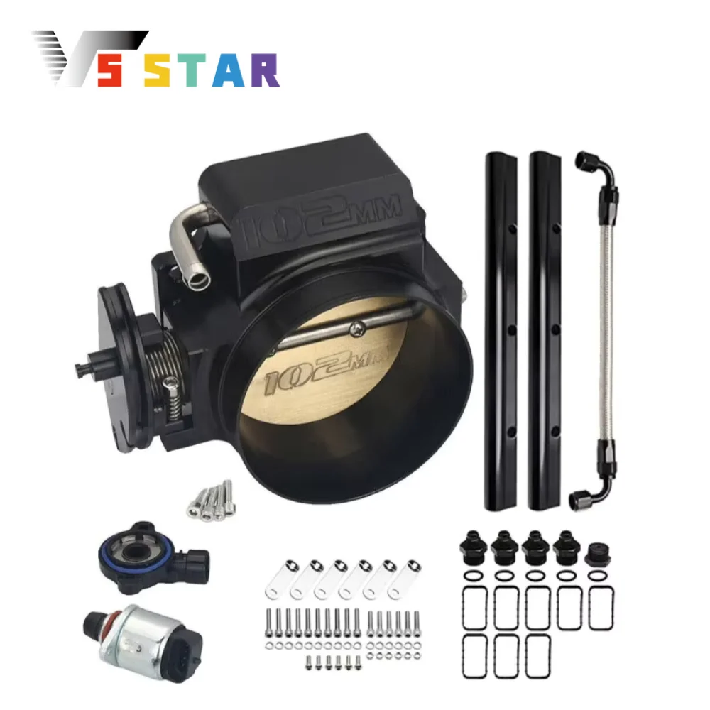 Collettore di aspirazione basso in alluminio di alta qualità da 102 mm per GM III LS1 LS2 LS3 LS6 LS7 LSX con corpo acceleratore rail carburante nero