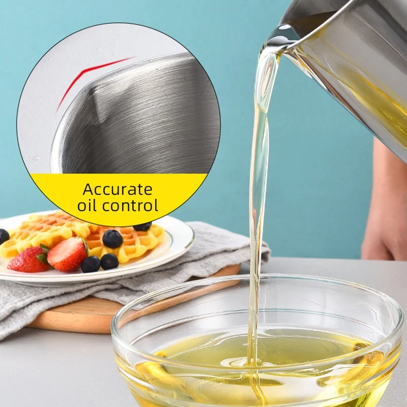 1PC Oil Filter Pot 304 Stainless Steel Oil Strainer Pot With Mesh 1.2/1.8L Oil Bottle With Cover Silver Home Kitchen Gadget