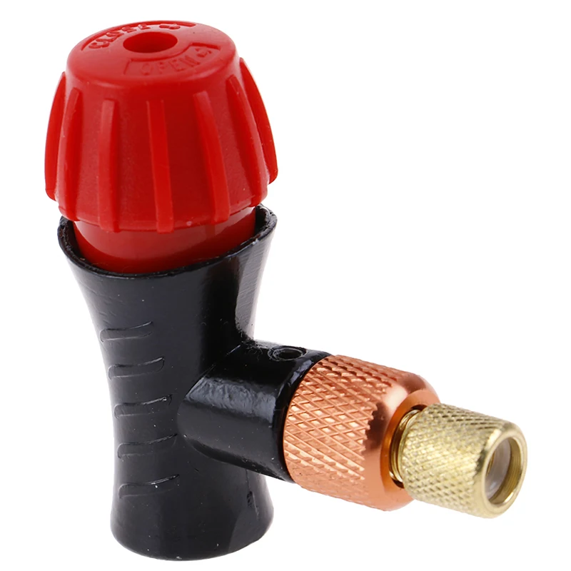 Bike Tyre Inflator Head Mini Hand Pump Head Bicycle For CO2 Air Bottle Black