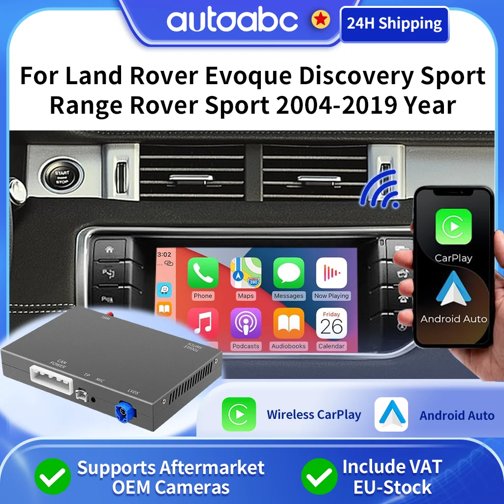 Décodeur sans fil Carplay Android Auto pour Land Rover Evoque Discovery Sport Range Rover Sport 2004-2019 Mirrorlink Navigation BT