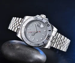 Silver Dial Luminous Fashion Big Dial Ladies Automatic Mechanical Watch 40mm Unbranded Stainless Steel Bracelet Ceramic Bezel