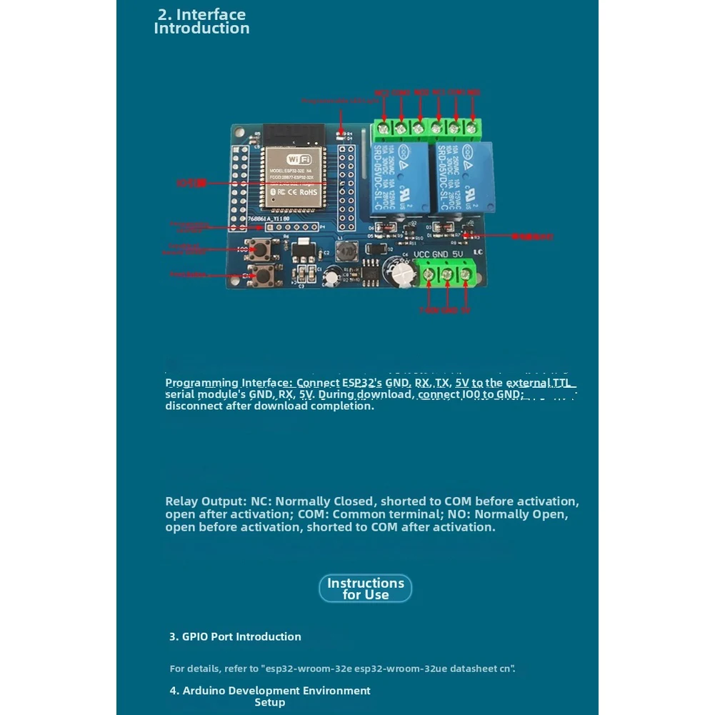 For Smart Home Dual WiFi Relay Dual Channel Relay Control Relay Module Two Independent Channels Wide DC 5-60V Input