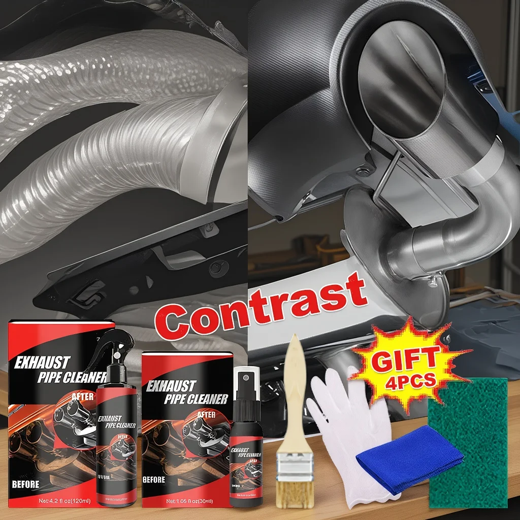 

120ml Exhaust Pipe Cleaner - Car/Motorcycle Rust Remover with Gloves & Brush Repair Kit