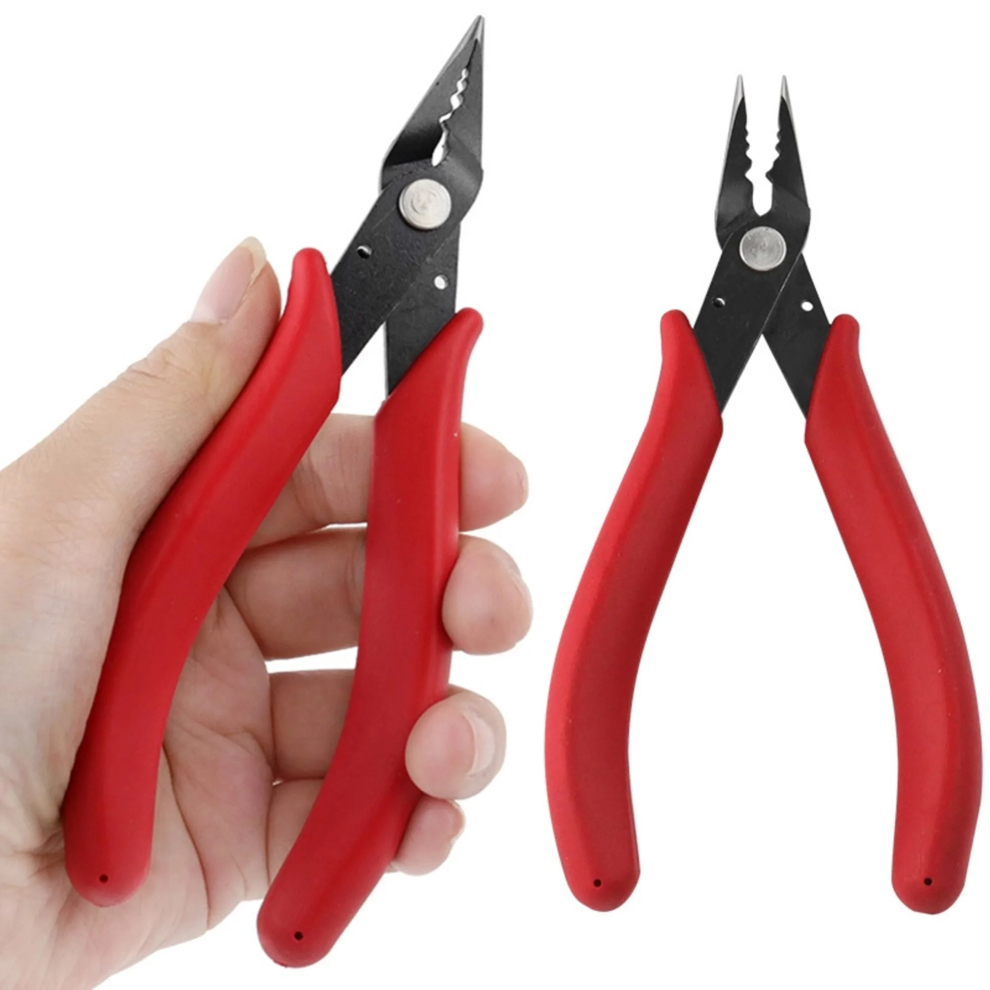 الأحمر مجوهرات العقص ذو طيات لصنع نصائح أداة الملقط تجعيد زردية طويلة الفكين الانتقال خواتم و سبليت خواتم مزدوجة DIY بها بنفسك اكسسوارات