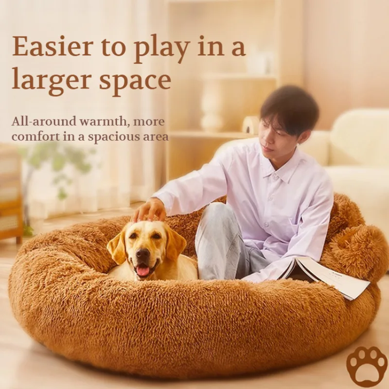 Fluffy Dog Bed Large Pet Products Dogs Beds Small Sofa Baskets Pets Kennel Mat Puppy Cats Supplies Basket Blanket Accessories