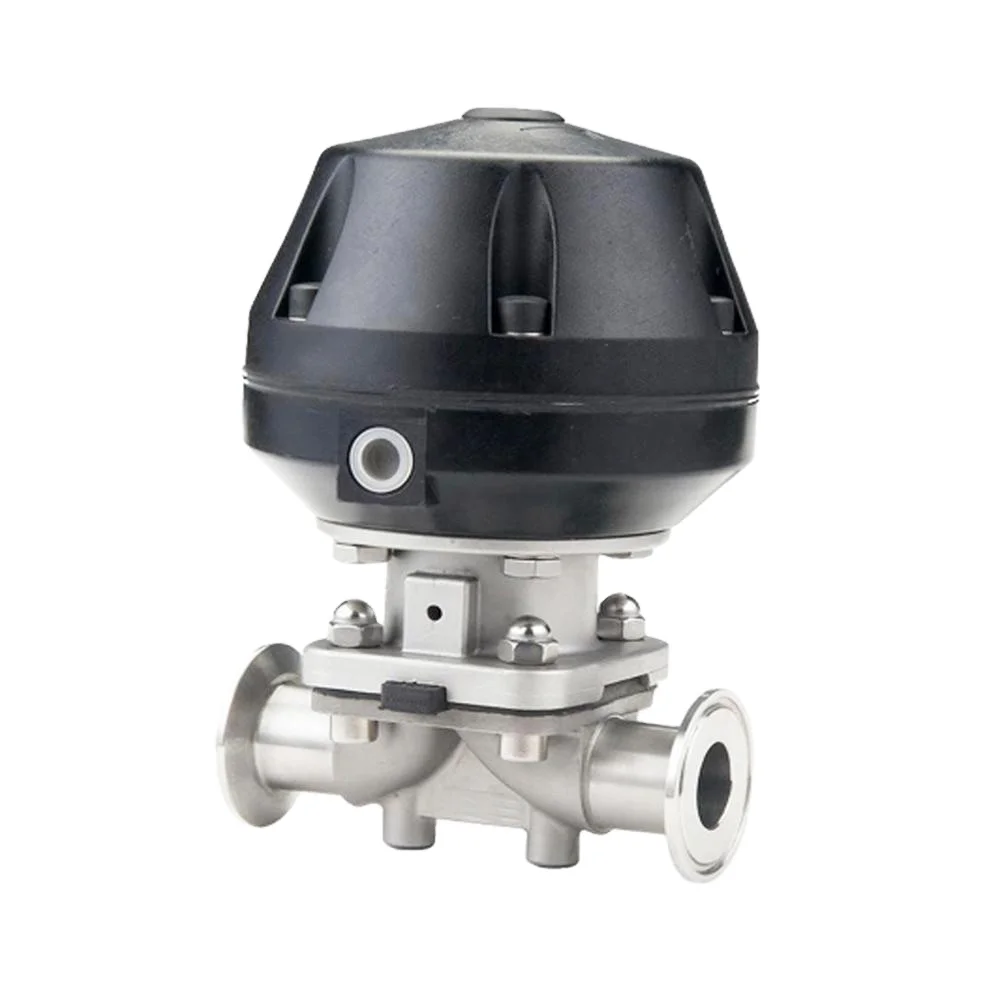 

Sanitary Stainless Steel SS316L Plastic Pneumatic Actuator Tri Clamp Straight Diaphragm Valve