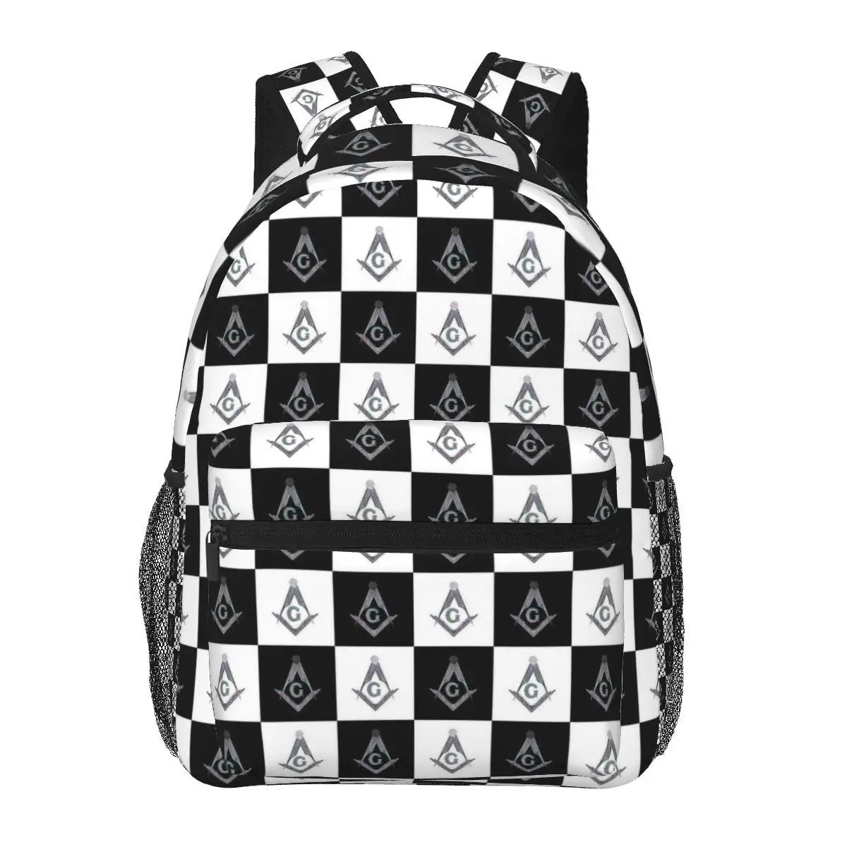 Freemason Checkered Pattern Backpack for Girls Boys Travel RucksackBackpacks for Teenage school bag