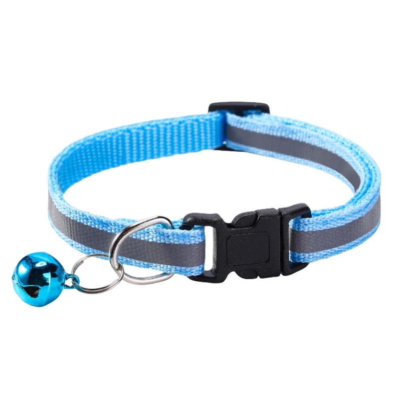 12 Pcs/set Pet Collar with Bell Reflective Cat Necklace Safety Buckle Breakaway Cat Collar Charms