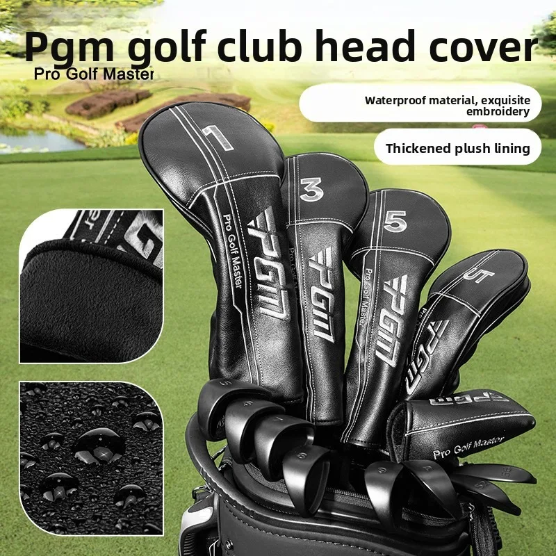 PGM Golf Head Cover PU Leather Driver Fairway Wood Hybrid Putter Cover Waterproof Plush Lined Club Protector GT062 - view 3