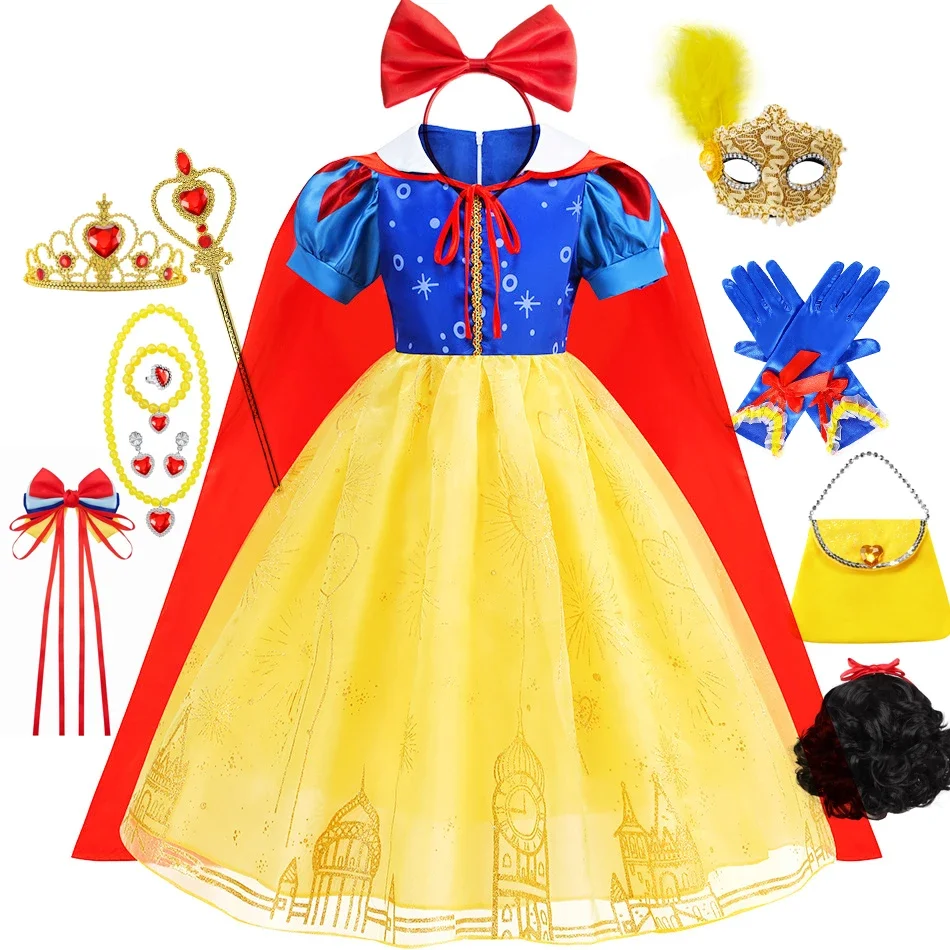 Snow White Girl Costume Kids  Festival Clothing Princess Birthday Ball Gown Kid Prom Party Role Play Dress Halloween Disguise