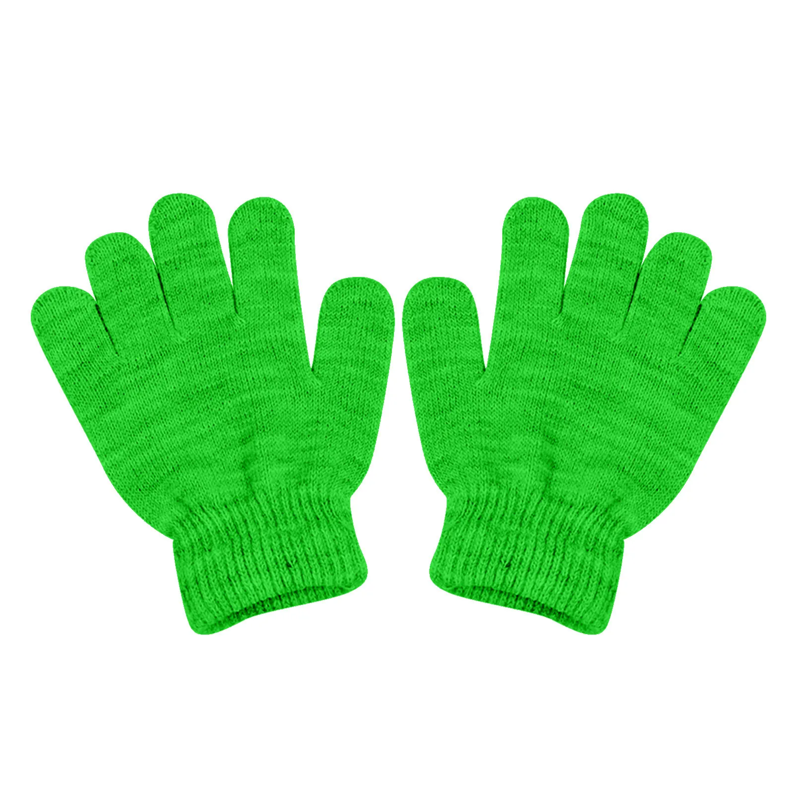 Solid Color Knitted Gloves Stretchy Children Glove Girl Boy Winter Warm Full Finger Gloves Children\'S Figure Skating Gloves