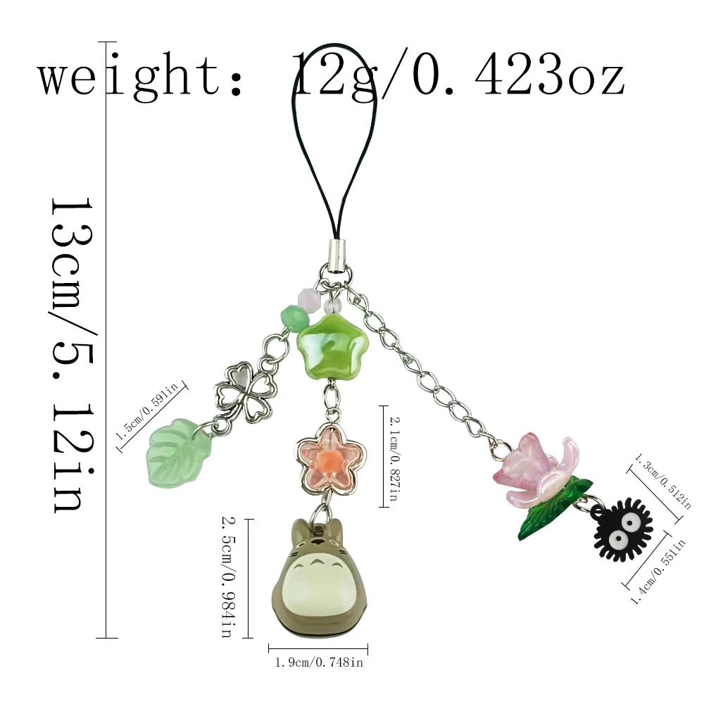 Handmade Cat Bear Phone Charm Chain Y2K Coquettish Fairytale Lily Of The Valley Keychain Handbag KeyPendant Accessories Gift image 4