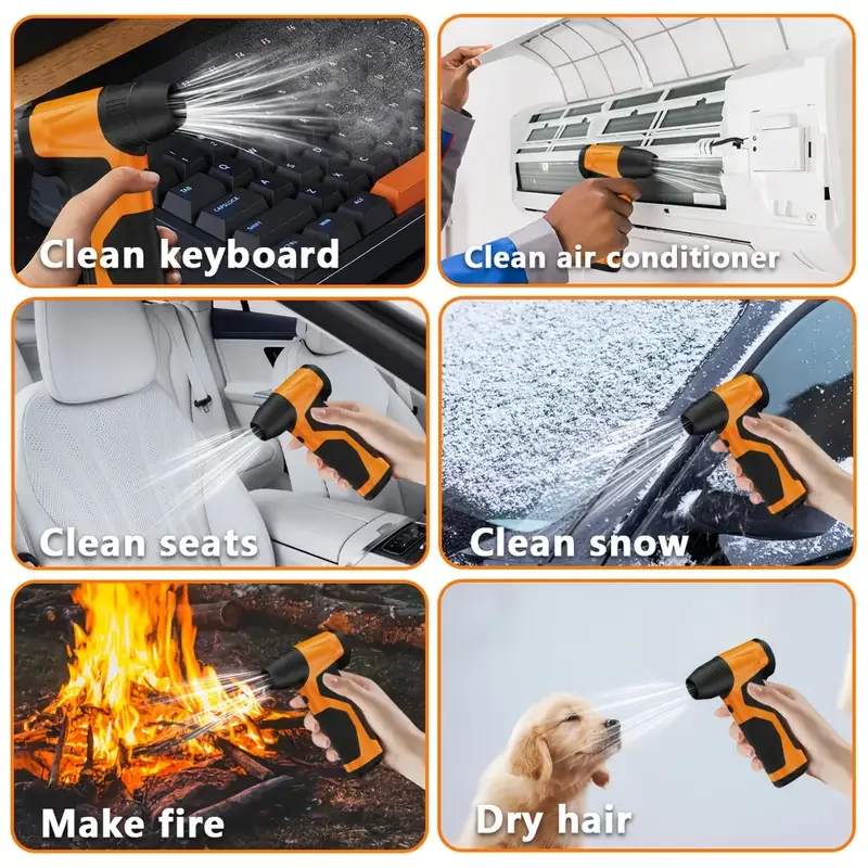 7800000RPH مروحة نفاثة توربو صغيرة منفضة هواء كهربائية قابلة للتعديل سرعة الرياح منفاخ عنيف قابل لإعادة الشحن مع ضوء تنظيف السيارة #6