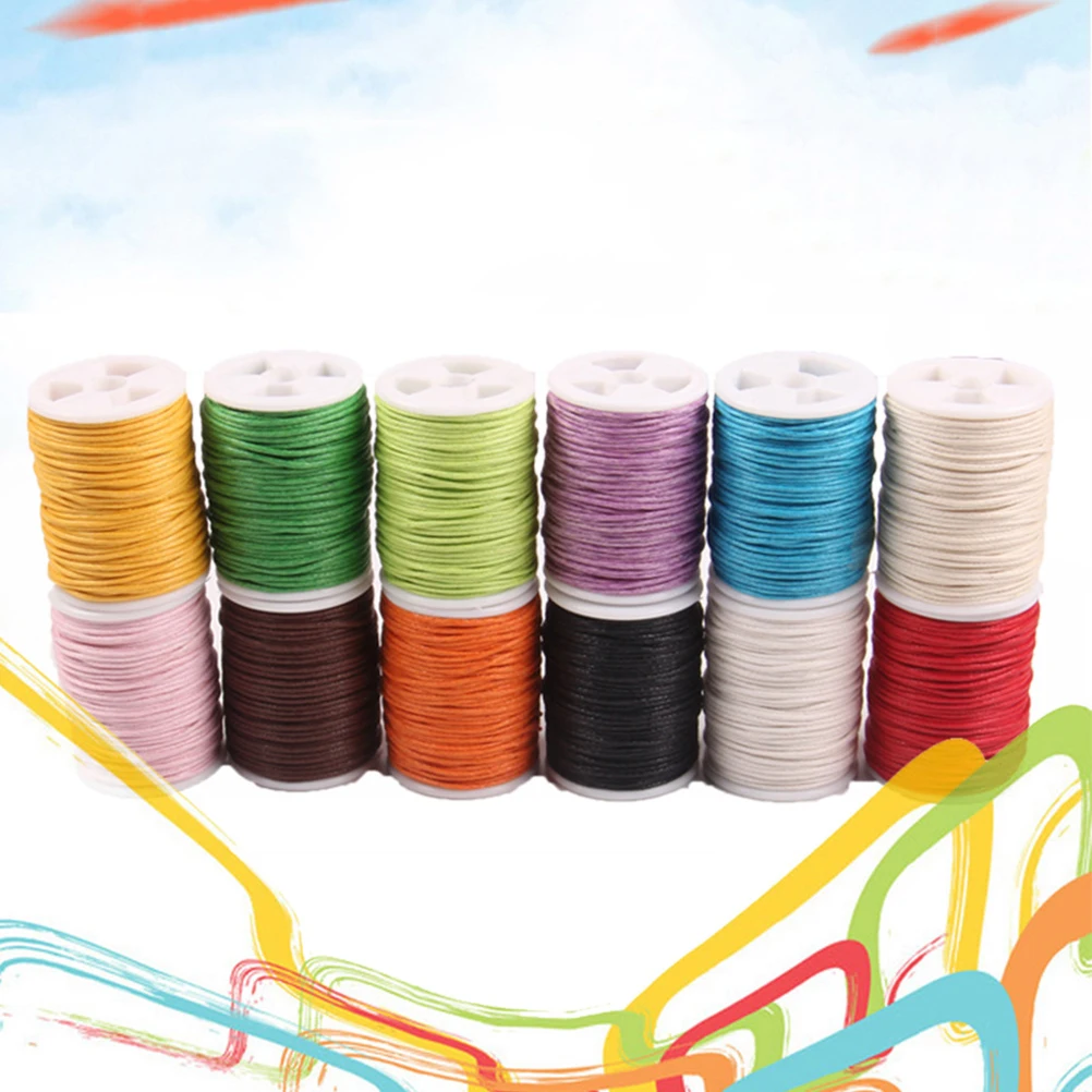

12pcs Braided Cotton Wax Cord Colorful Knitting Rope Durable Handmade Bracelet Waxed String Craft Decor Gift Wrapping Porcelain