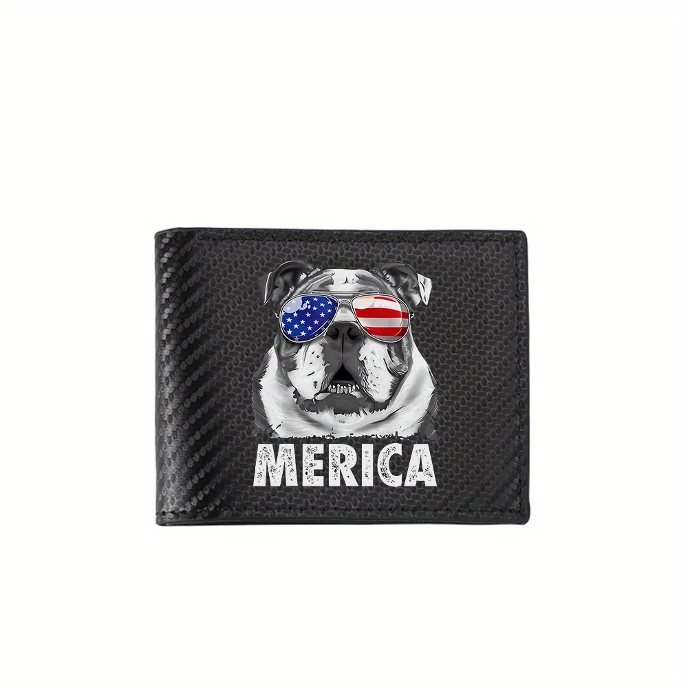 Cool dog sunglasses American flag 'Merica Men's Wallets Simple Business Modern Stylish Printing Design Gifts For Father Boyfrien