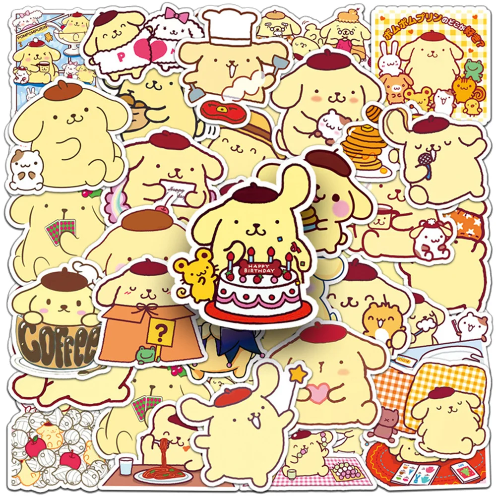 Bonito Dos Desenhos Animados Pom Pom Purin Graffiti Adesivos, Anime Decalques, Laptop, Notebook, Telefone, Mala, Papelaria Adesivo, Brinquedo Infantil, 10 Pcs, 30 Pcs, 50Pcs