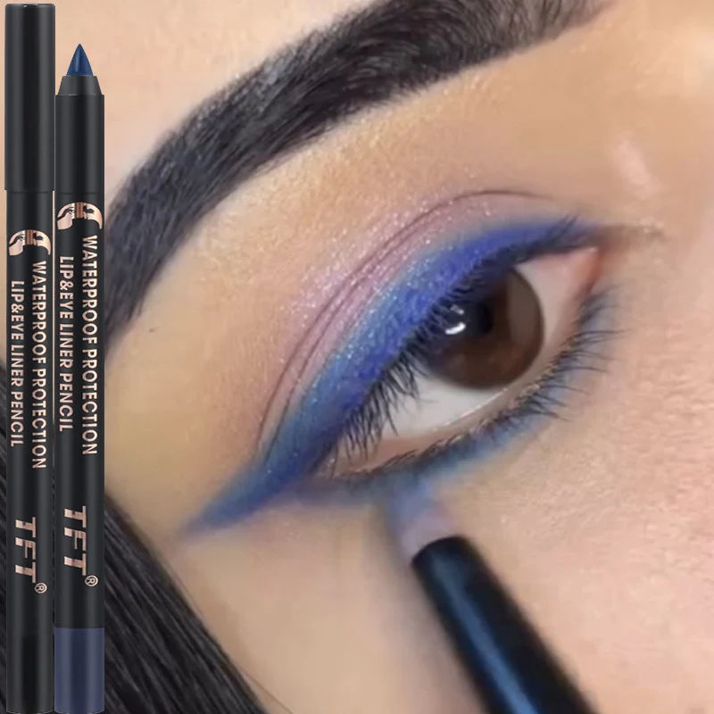 Wodoodporny, długotrwały eyeliner w kredce z brokatem o wysokiej pigmentacji Nie blaknący kolor Niebieski Zielony Brązowy Kolorowy Gładki cień do powiek w sztyfcie