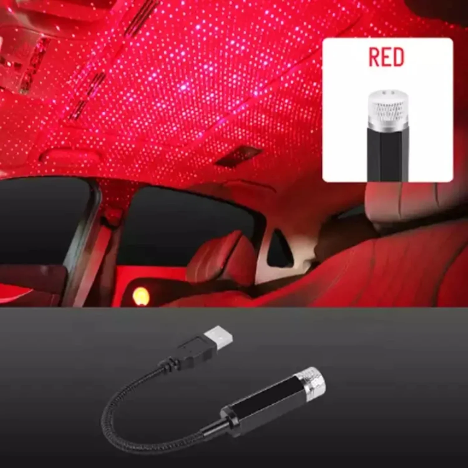 Beaut-Lámpara de proyección de tapas de estrellas láser USB, impresionante y vibrante, colorida, para habitación, fiesta de Navidad, decoración Interior de coche, novedad