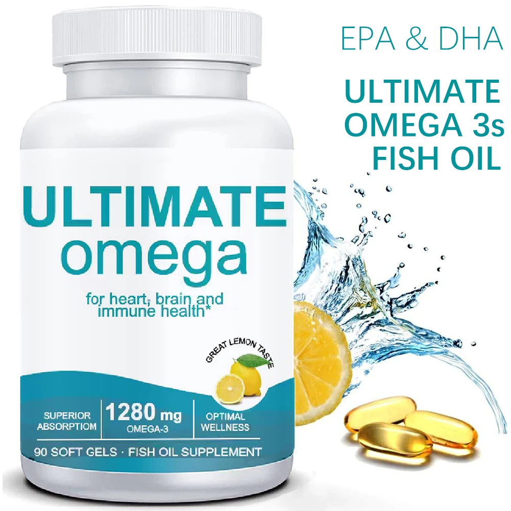 

90 мягких капсул Ultimate Omega-3 - Высокоэффективная добавка рыбьего жира с EPA и DHA - Поддерживает здоровье мозга и сердца, со вкусом лимона