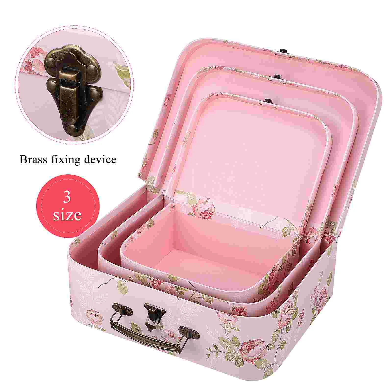 3 Pcs Three Piece Gift Box Cardboard Suitcase Boxes Decorate Flower Storage Paperboard Travel Bride