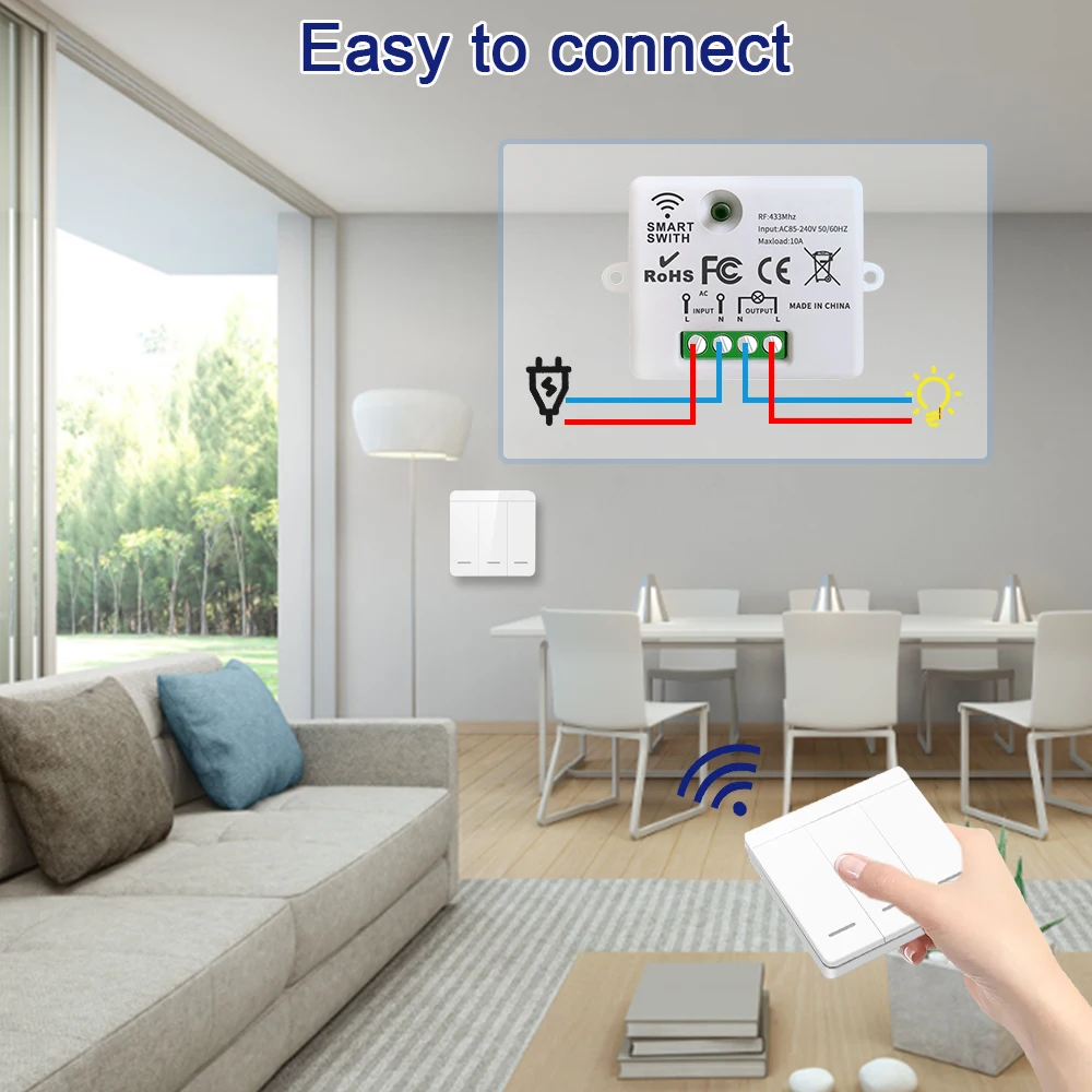 IsFriday Wireless 433MHz Remote Control Light Switch 86 Type Wall Panel AC 85-240V 10A Relay Receiver 1/2/3gang For Led Lamp Fan