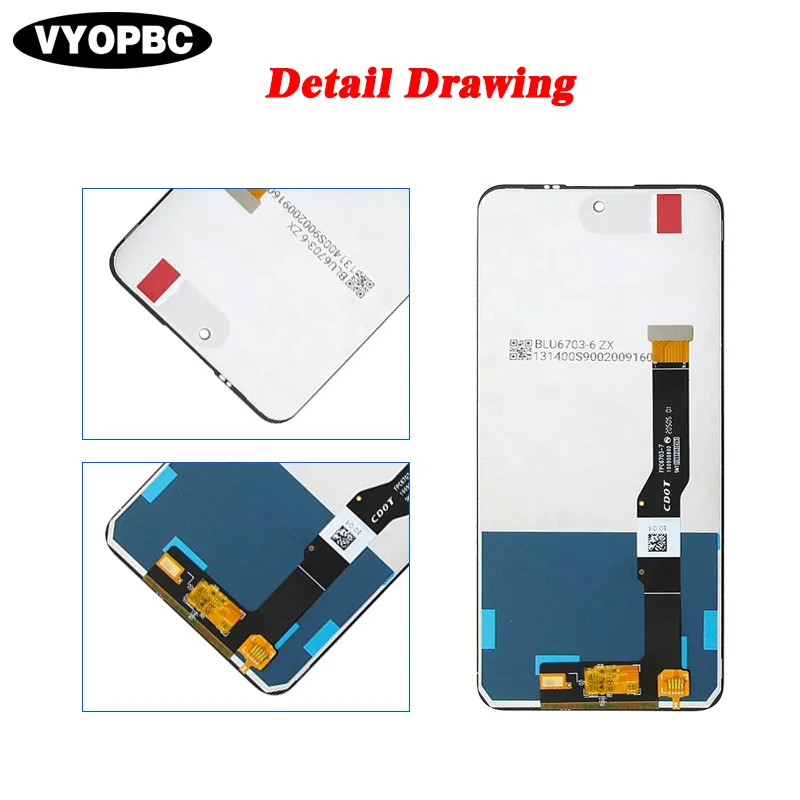 For TCL 20L Original LCD Display With Frame Panel Digitizer Assembly Repair Replacement Parts T774H T774B Touch Screen