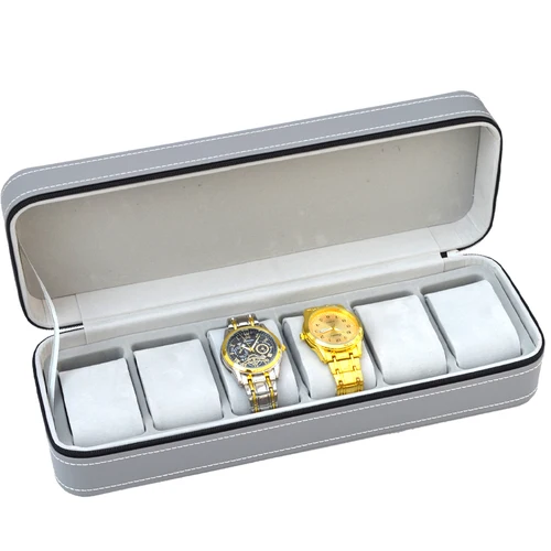 Imagen 2 del producto Nueva caja de reloj integrada a prueba de polvo de viaje con cremallera caja de almacenamiento de cuero PU portátil caja de presentación de reloj para viajes y regalos