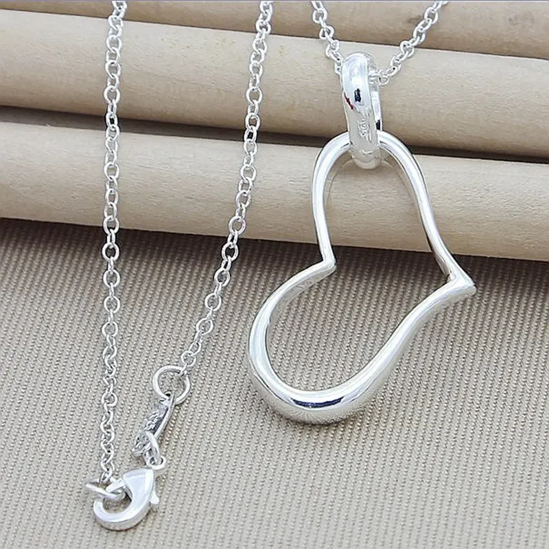 2024 Hot Sale Fashion 925 Sterling Silver Heart Shaped Pendant Necklaces For Women Wedding Engagement Party Gifts Wholesale