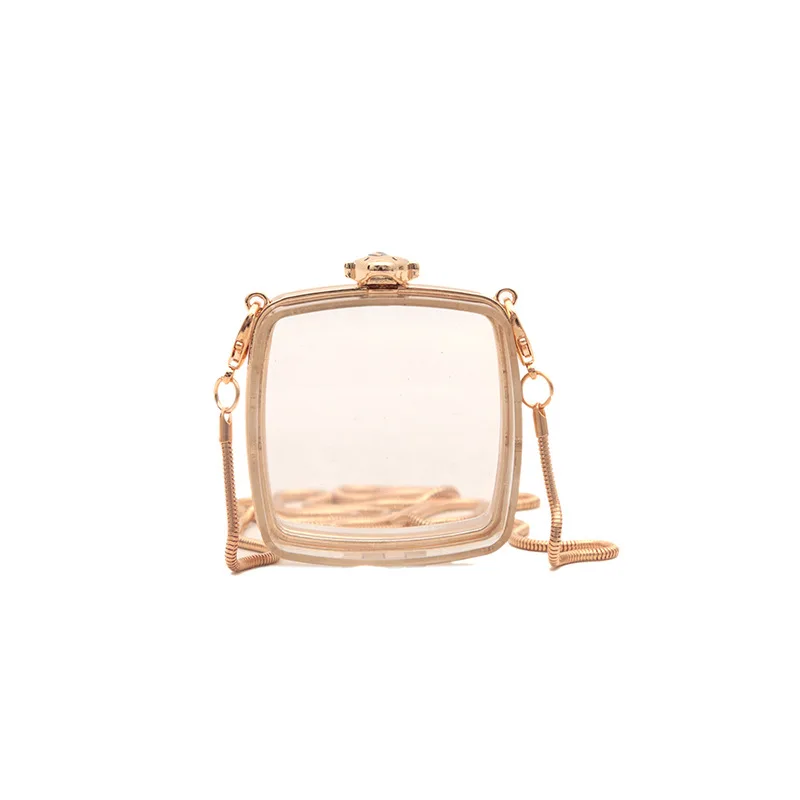 SUPER MINI Bag Women Transparent Acrylic Chains Bag Fashion Hasp Clear Shoulder Bag Handbag Ornament Bag Sweet