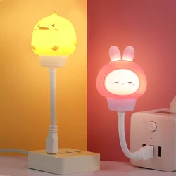 USB Night Light LED Cute Cartoon Night Lamp Bear Chick Kitten for Baby Kid Bedroom Decoration Bedside Lamp