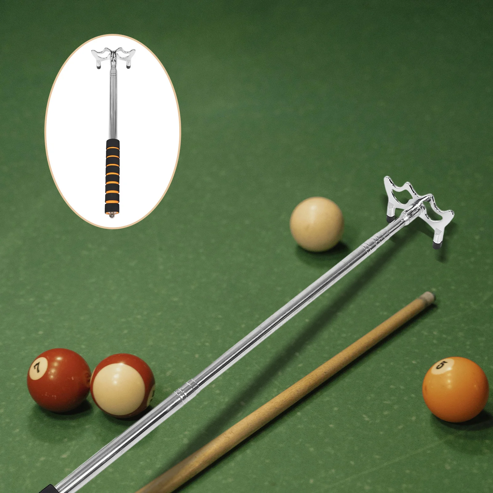 

Billiards Pool Cue Bridge Retractable Stainless Steel Detachable Head Extendable Snooker Cue Stick Rest Accessory