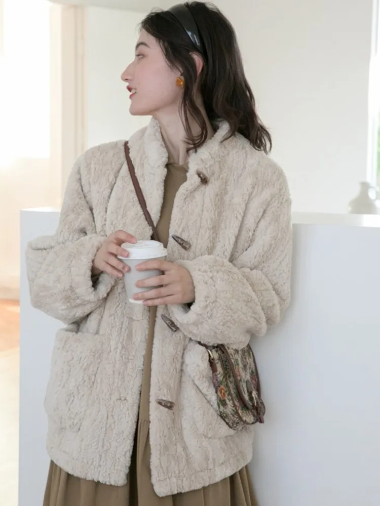 

Women Vintage Loose Faux Fur Coats Casual Long Sleeve Elegant Chic Party Birthday Clothes Female Outerwear Overcoats New