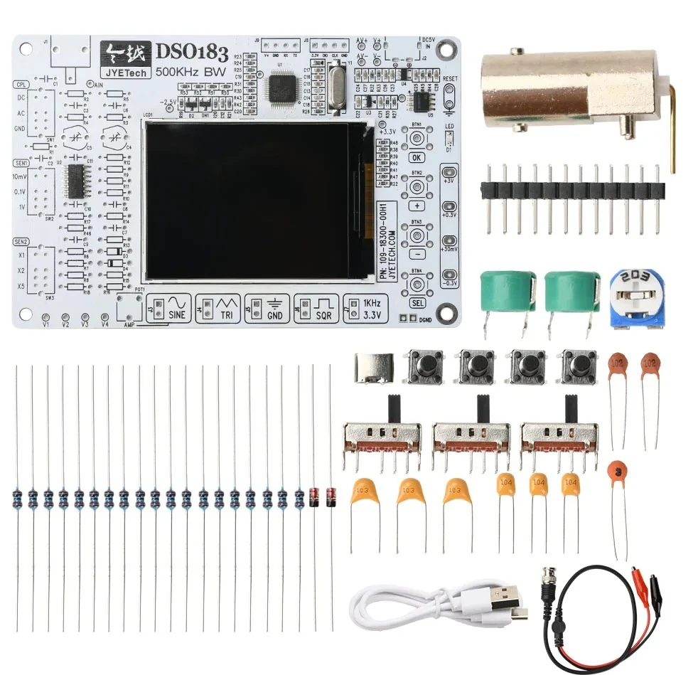 

DIY Kit Teaching and Training Electronic Production Kit 0-500KHz C-type DC 5V DSO183 Digital Oscilloscope Module