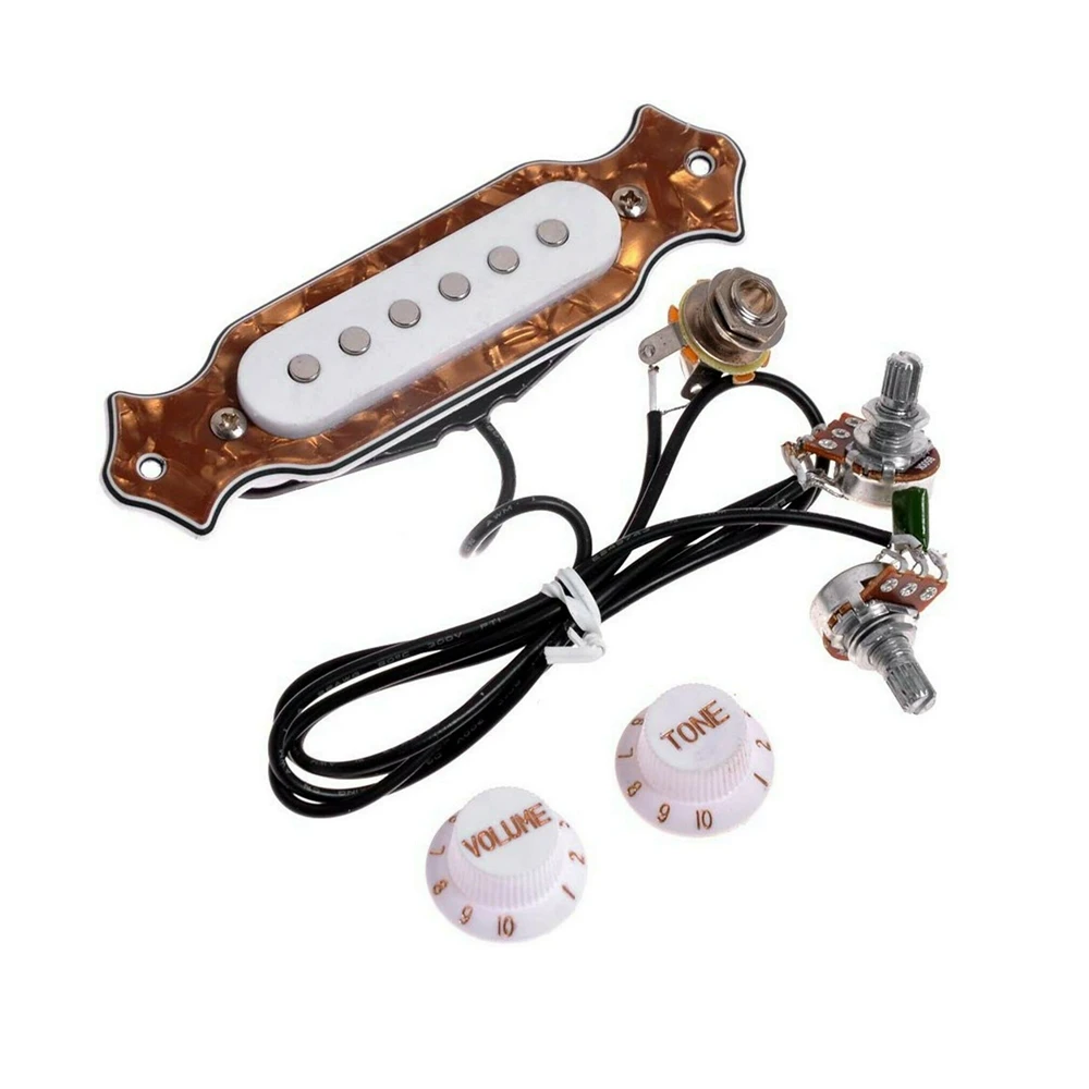 1set Pickup a bobina singola precablato a 6 corde Pickup per sigari Pickup per chitarra Soundhole con manopole 1 t1v per chitarra Folk