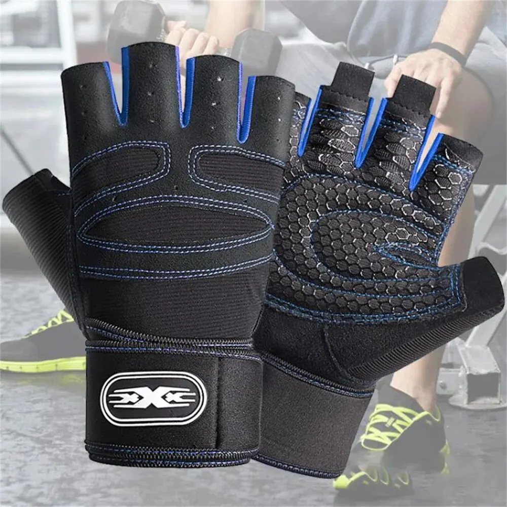 Fitness Gloves MEN'S AND WOMEN'S Half Finger Sports Tactical Cycling Leaky Finger Half Outdoor Hiking Long Wrist Non-slip