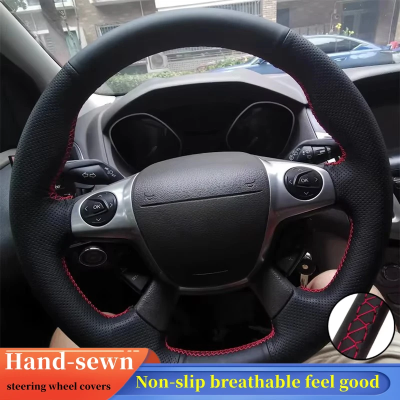 

Car Steering Wheel Cover Microfiber Leather For Ford Focus 3 2012 C-MAX 2011 KUGA Escape 2013-2016 Steering-Wheel Cover Wrap