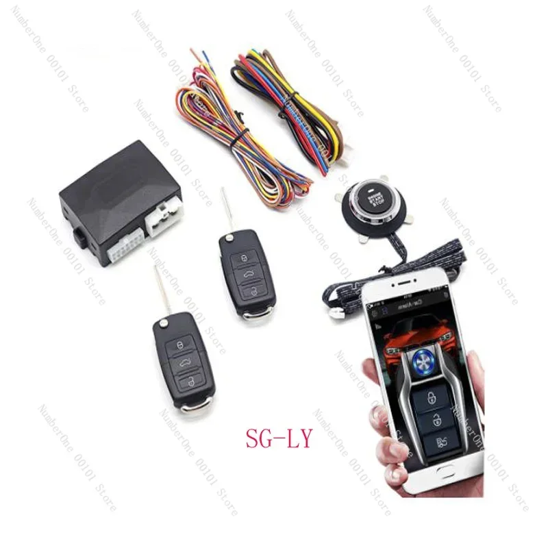 

Keyless Entry System Remote Control Engine Start Car Alarm With Autostart Push Start Stop Button PKE Central Locking Automation