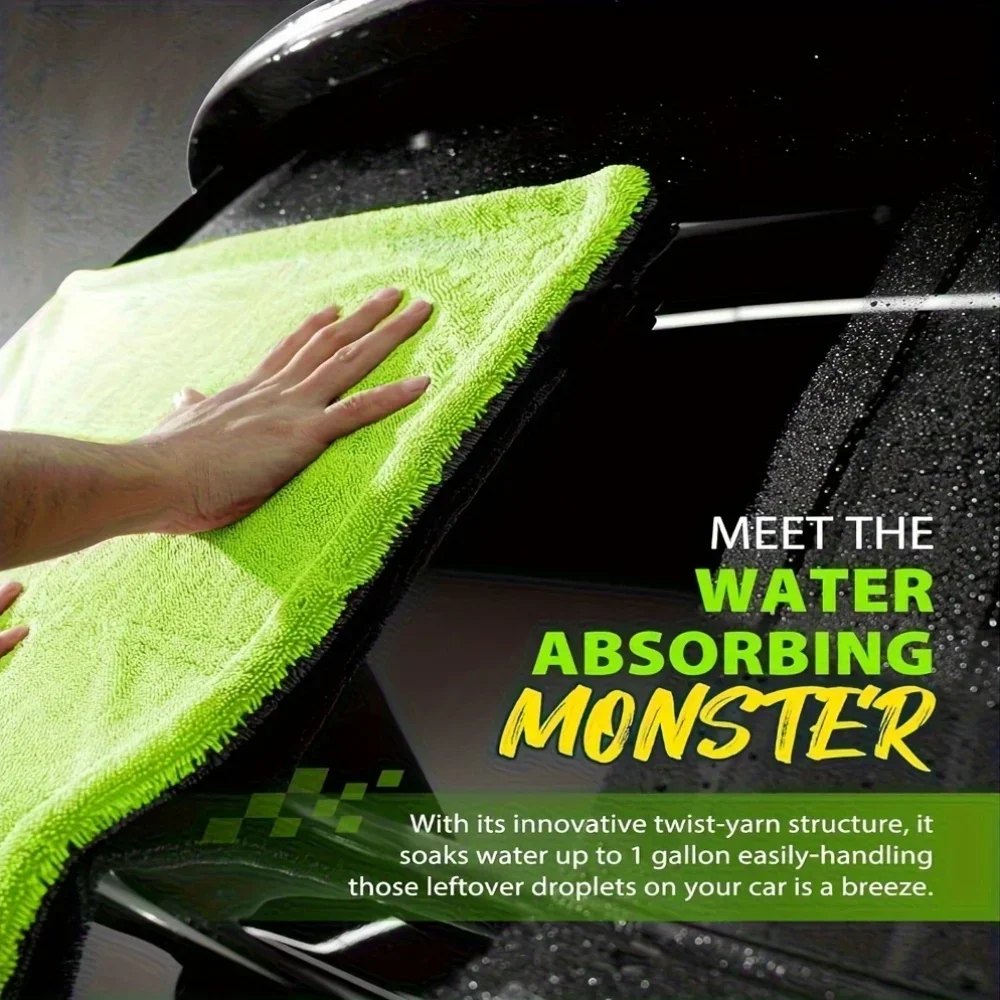1400GSM Full-Size SUV Truck Drying Towel Double-Sided Microfiber, Twisted Yarn Technology, High Absorbency And Scratch-Resistant