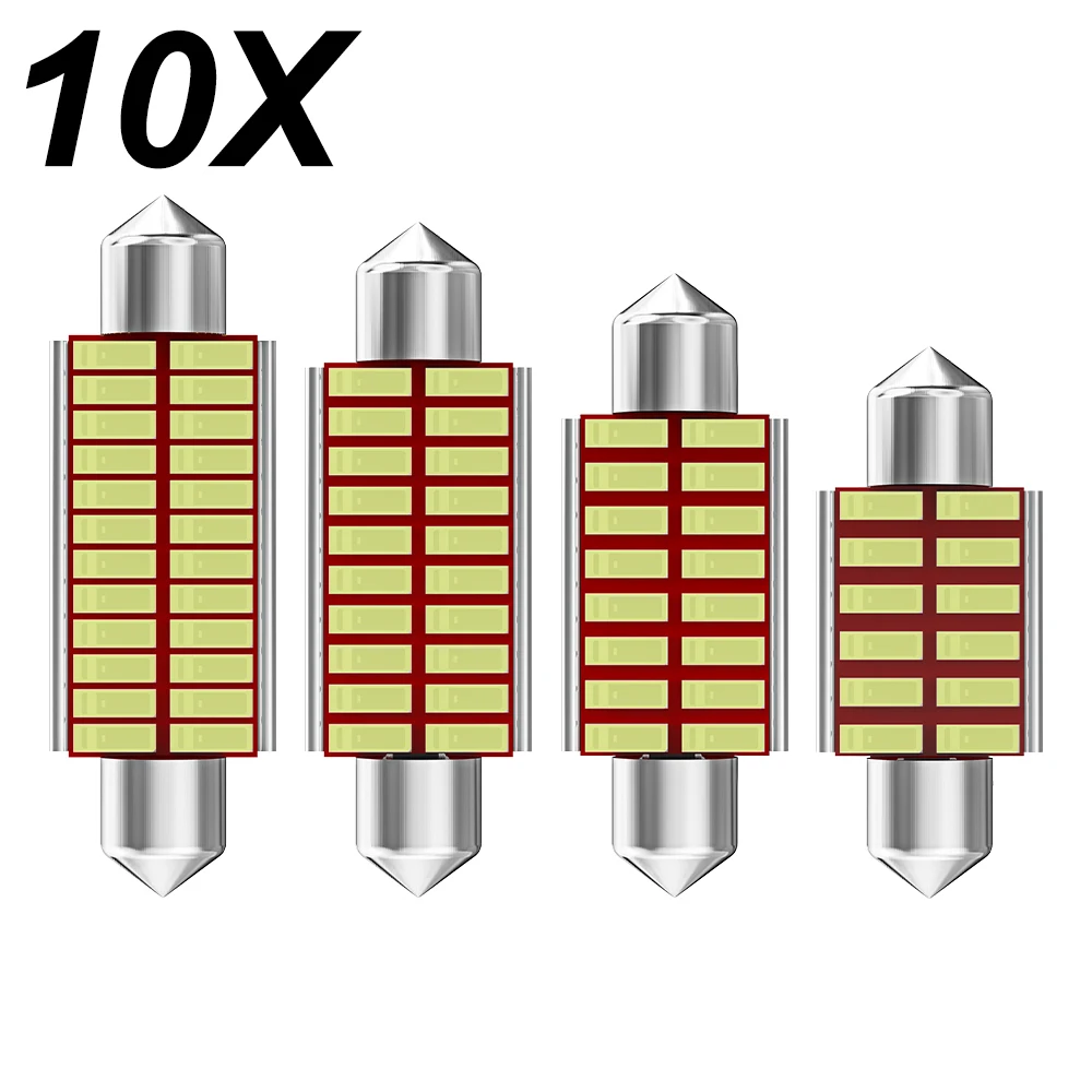 

Светодиодная лампа C5W Canbus без ошибок, гирлянда 31 мм, 36 мм, 39 мм, 41 мм, 12 В, 4014 SMD, 7000K, белые лампы для салона автомобиля, лампы для багажника, 10 шт.