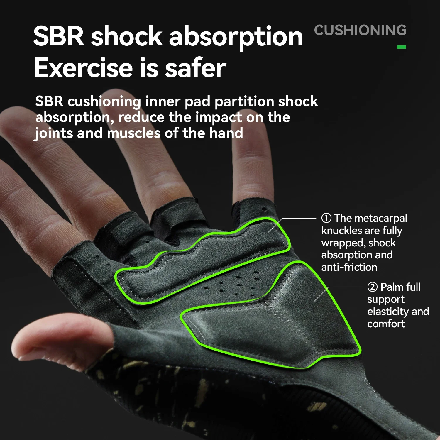 

ROCKBROS Cycling Short Finger Gloves Shockproof Breathable Bike Gloves with SBR Shock Absorbing Palm Pad High Elasticity Gloves