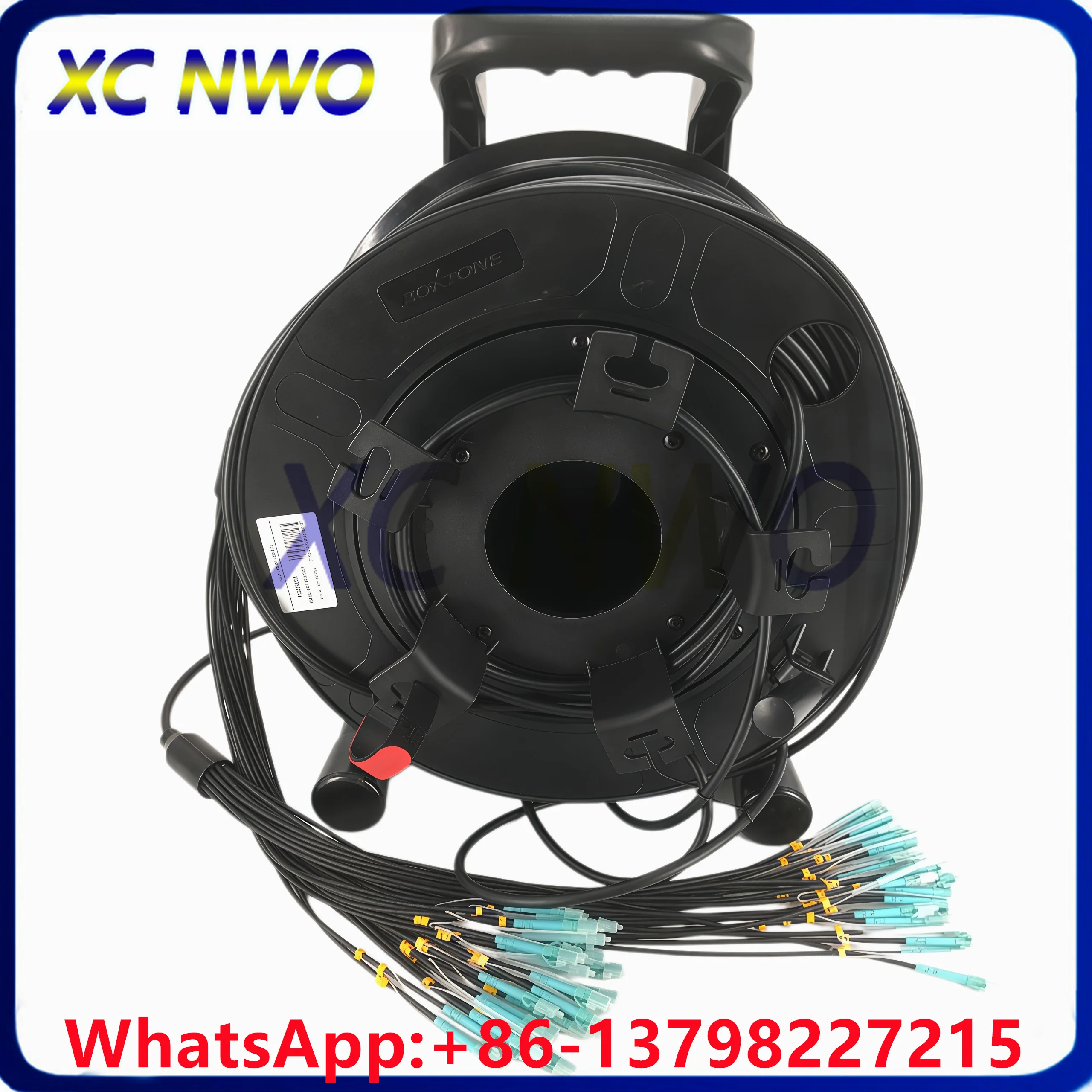 OM4,24C,MM,7.0mm Armored Black TPU Cable,LCUPC to LCUPC Fiber Optic Patch Cord,200M (0.5M from plug to LC Connector )with PCD380