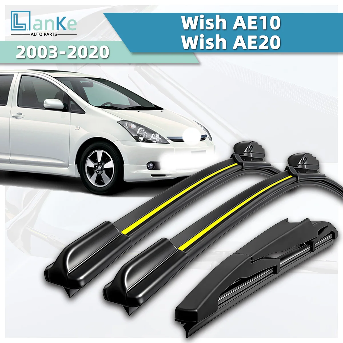 Lanke Wiper Fit For Toyota Wish AE10 AE20 (2003-2020) Natural Rubber Strip Boneless Silence Car Windshield Wiper Blade Auto Part