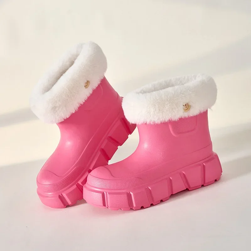 Waterproof snow boots detachable winter household plush insulation cotton shoes women\'s outdoor anti slip EVA thick sole boots