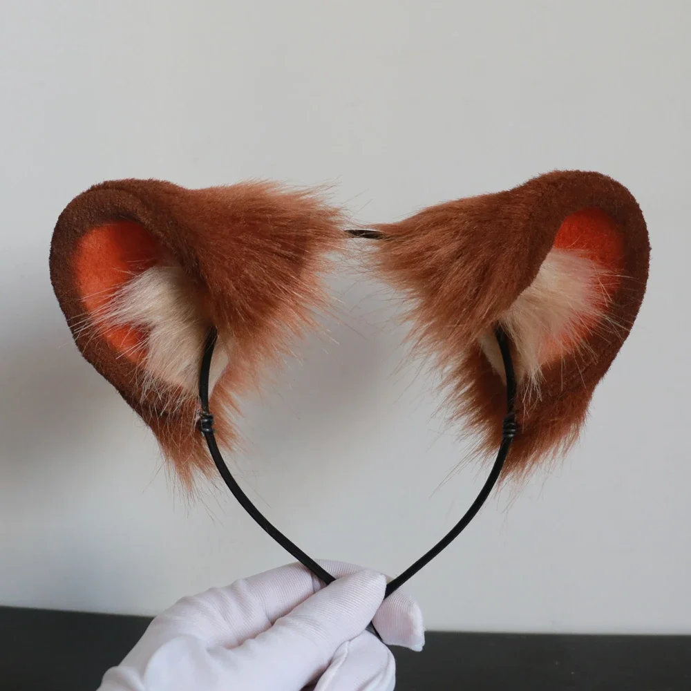 Handmade Work Anime Simulation Beast Cosplay Brown Bear Ears Hairhoop For Game Party Halloween COSPLAY Costume Accessories