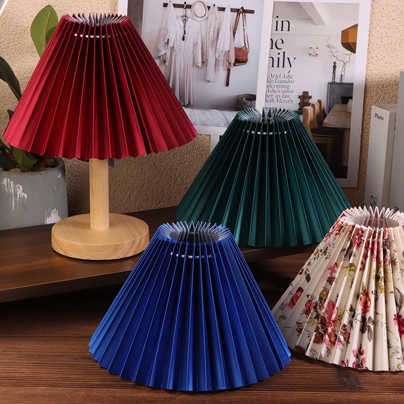 1Pc Ceiling Decor Fabric Pleated Lampshade Modern Washable Table Lamp Cover DIY Retro Chandelier Cloth Cover Living Dining Room