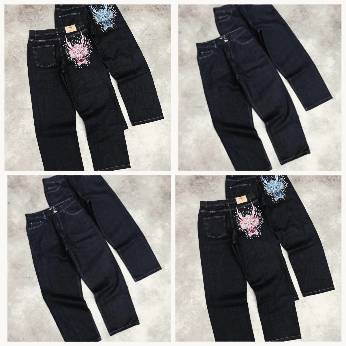 الأوروبية والأمريكية العصرية الشارع الشهير القوطية الشرير الهيب هوب فضفاض الجينز الرجال Harajuku عادية Y2K عالية الخصر واسعة الساق السراويل النساء