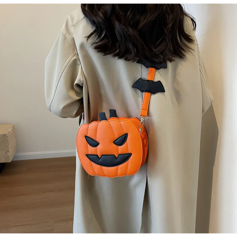 Halloween Funny Pumpkin Shoulder Bag,Color Contrast Cartoon Crossbody Bag,Creative Fashion Women Sling Purse