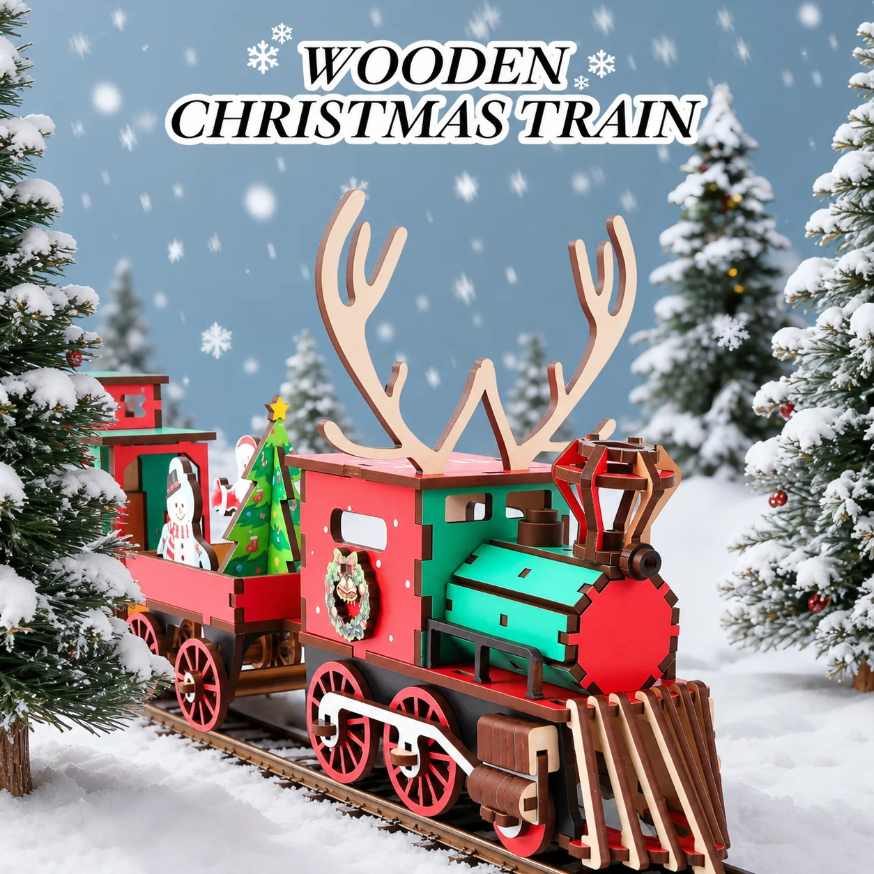 Christmas Novelties 2026 2027 DIY Wooden 3d Christmas Train Model Puzzle Diy Crafting Kit Xmas Table Decor Kids Gift Miniatures
